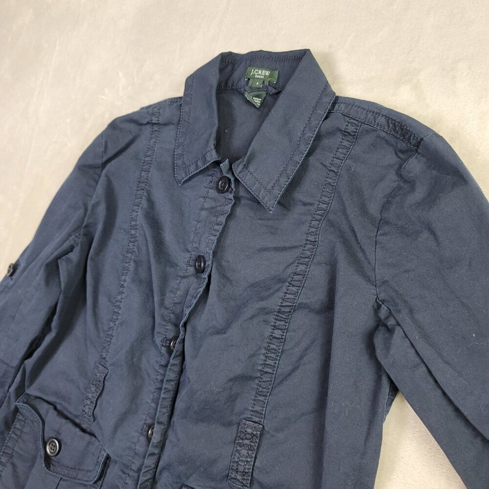 J. Crew Navy Lightweight Stretchy Buttoned Women's Shacket | Size 2 - Picture 2 of 6